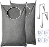 XL Hanging Laundry Hamper, Extra Large Tear-resistance Door Hamper with 2 Types Hooks for Dirty Clothes, Save Bathroom Space Hanging Laundry Bag (36.5x 22 Inch,Grey)