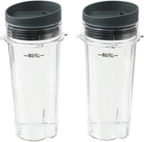 Blender Cups Fit for Ninja, Replacement Parts 16OZ Cups with Lids, Blender Accessories Compatible with Nutri Ninja Auto IQ Series BL620C BL660 BL740 BL780 QB3000 (2 Pack)