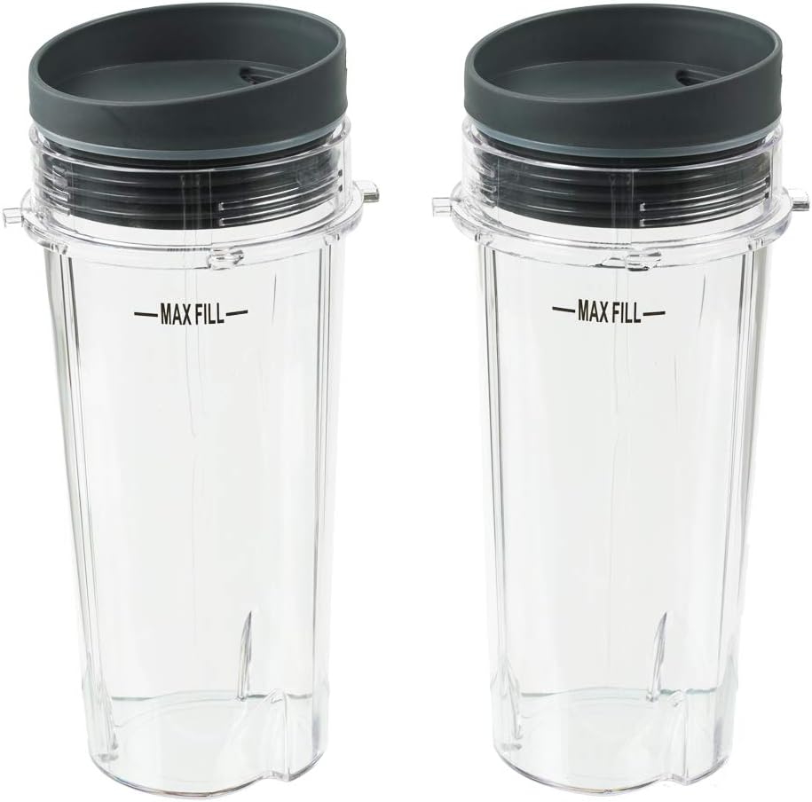 Blender Cups Fit for Ninja, Replacement Parts 16OZ Cups with Lids, Blender Accessories Compatible with Nutri Ninja Auto IQ Series BL620C BL660 BL740 BL780 QB3000 (2 Pack)