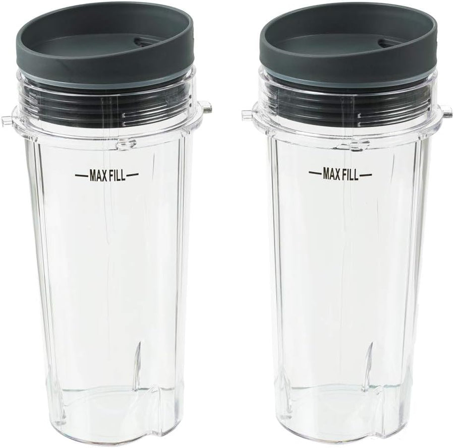 Blender Cups Fit for Ninja, Replacement Parts 16OZ Cups with Lids, Blender Accessories Compatible with Nutri Ninja Auto IQ Series BL620C BL660 BL740 BL780 QB3000 (2 Pack)