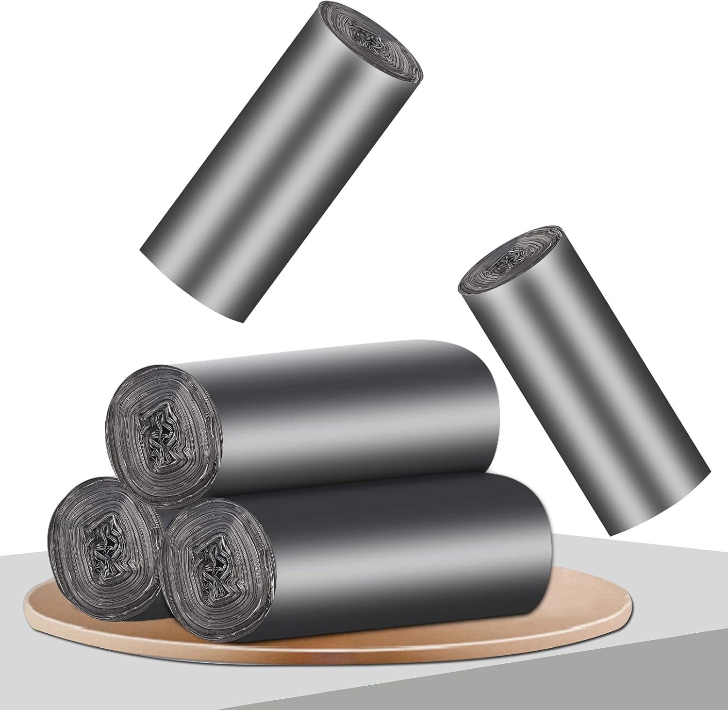 Small Trash Bag, 2 to 2.6 Gallon / 10 Liter Dark Gray Garbage Bags, 100 Count