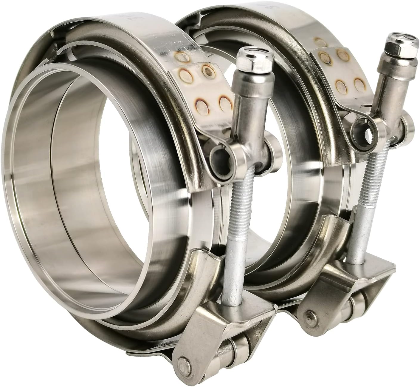 2 X 3 inch Quick Release V Band Clamp with Male Female Flanges 304 Stainless Steel for Turbo Downpipes, 2 Pack