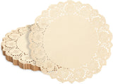 Paper Placemats - 12-Inch Round, Brown, 250 Count - Disposable Placemats & Lace Doilies - Paper Chargers for Dinner Plates - Tea Party Decorations & Wedding Table Decor