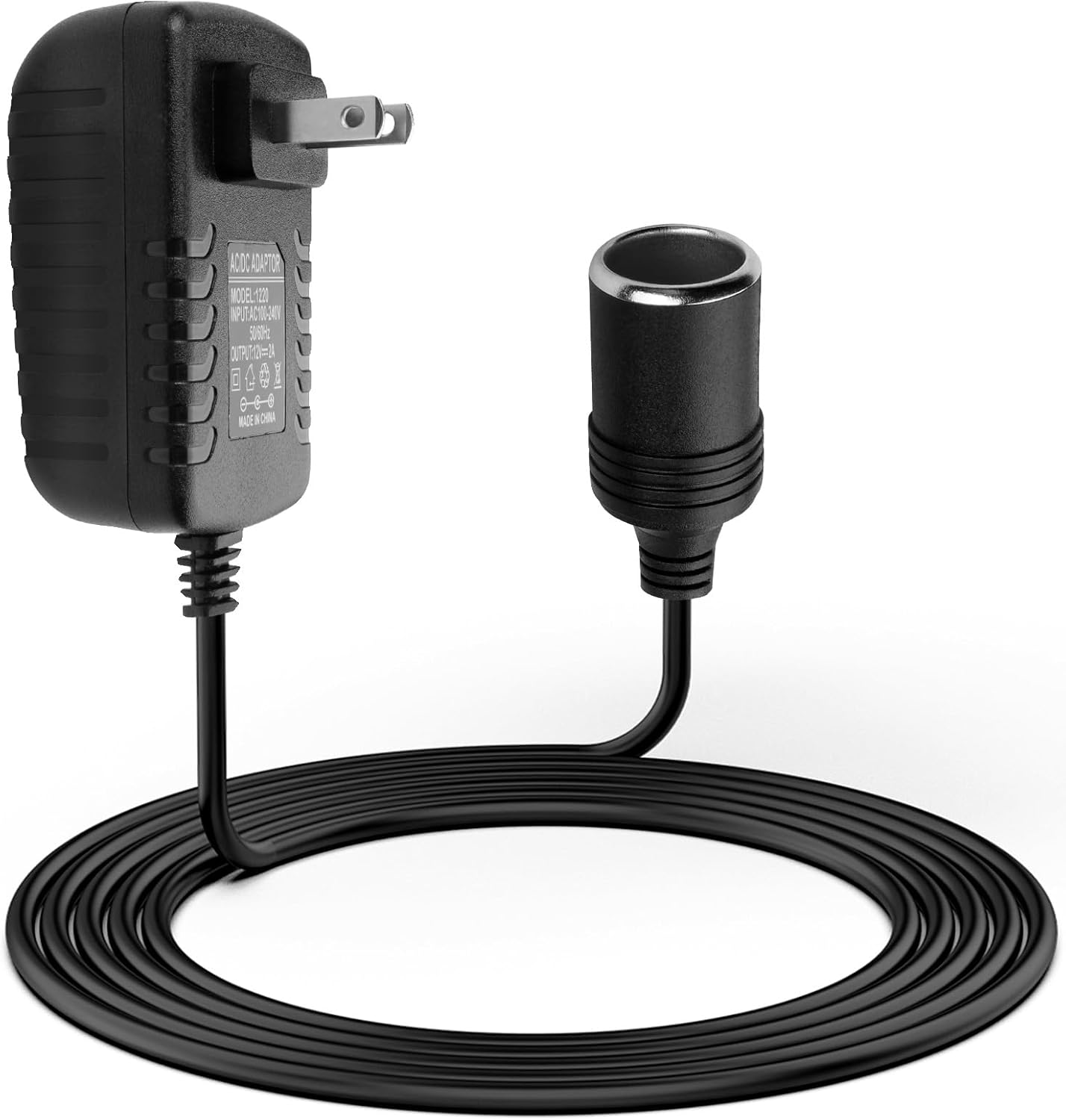 AC to DC Converter 2A 24W Car Cigarette Lighter Socket Adapter Power Cable 110-240V to 12V AC/DC for Automobile Home Use Car to Wall Plug（Under 24W only）