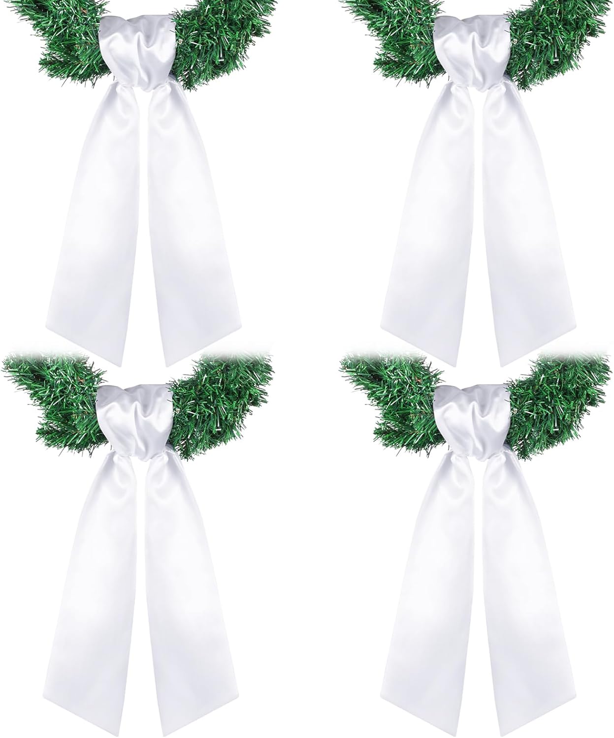 4 Pcs Wreath Sash for Front Door Blank Wreath Sash Accessories Embroidery Plain Blanks for Embroidery Monogram Party Farmhouse Indoor Outdoor Wedding Decor (4.49" X 56.30",White)