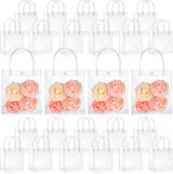 50pcs Clear Plastic Gift Bags with Handles PVC Reusable Transparent Totes Bags for Goodie Candy School Birthday Party(5.9 x 6.3 x 2.8 Inch)