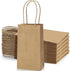 100 Pack 3.5x2.4x6.7 Inches Mini Gift Party Favor Bags Small Brown Gift Bags with Handles Bulk Recyclable Kraft Paper Sacks