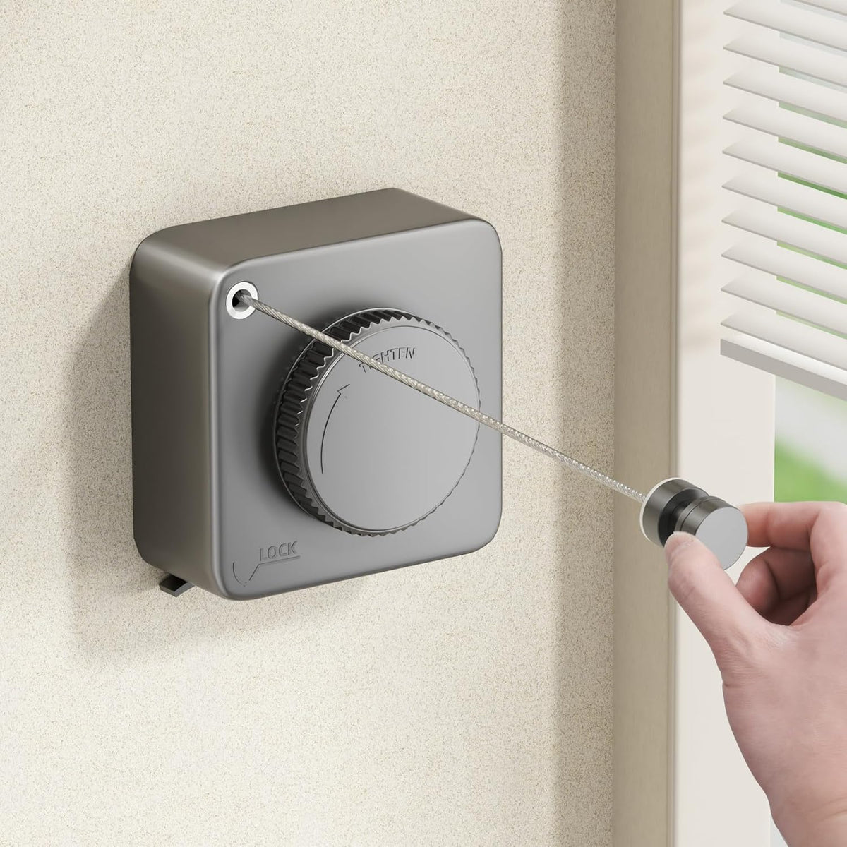 Retractable Clothesline Indoor, Non-Sagging Outdoor Clothes Line Retracting Heavy Duty Clothes Drying Laundry Line Wall Mounted Stainless Steel Line-15.1 Feets(Square-Gray)