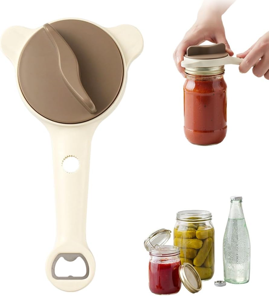 2026 New 4-in-1 Jar Opener - Adjustable Stainless Steel Lid Remover for Seniors & Arthritis Sufferers, Fits Kitchen Jars, Bottles & Cans (1PC)