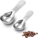 2Pcs Coffee Scoops, Premium 18/8 Stainless Steel Coffee Spoons, Set of 2 Short Handled (1 Tablespoon & 2 Tablespoon) Coffee Measuring Spoon for Ground Coffee, Tea and Powder by