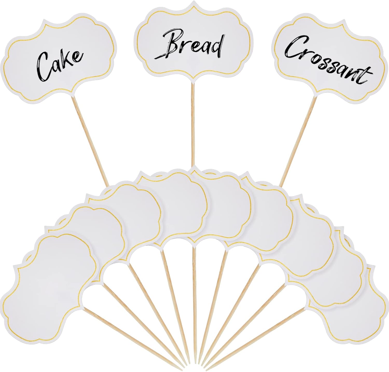 50 Pieces Cheese Markers for Charcuterie Board Buffet Labels Food Tags Blank Toothpick Flags Appetizer Signs Chalkboard Cupcake Toppers Picks for Wedding Birthday Party Decorations (White)