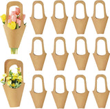 30 Pcs Kraft Paper Flower Wrapping Paper Gift Bags with Handle - Bouquet Gift Bags for Thanksgiving, Birthday, Wedding & Party Favors