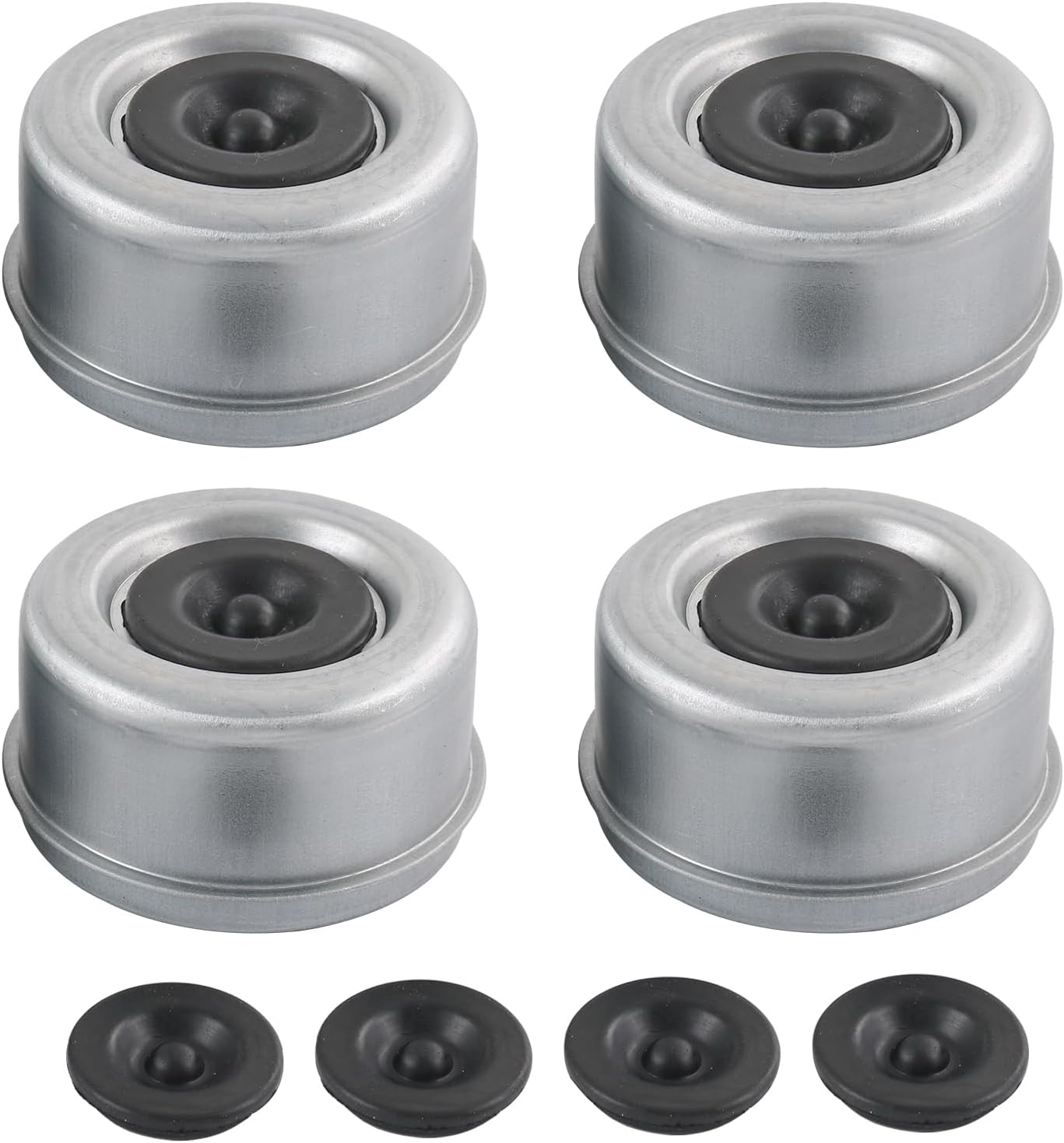 4pcs 2.72" Trailer Axle Wheel Hub and Bearing Dust Cap with Extra 4 Rubber Plugs for Most 7000-8000 lb Wheel Hubs Trailer Dexter EZ Lube Camper RV Bearing Dust Cap