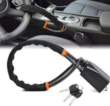 DualGuard Car Steering Wheel & Seat Belt Lock - 17" Universal Anti-Theft Device for Vehicles, SUVs, Golf Carts | Compact & Lightweight Security Lock with Multi-Function Keys (Black)