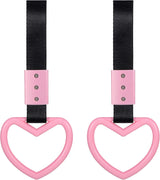 2 Pieces Heart Shaped Car Handle Straps Drift Charm Rear Bumper Warning Ring Decor Subway Bus Broken Heart Handle for Car Interior(Light Pink)