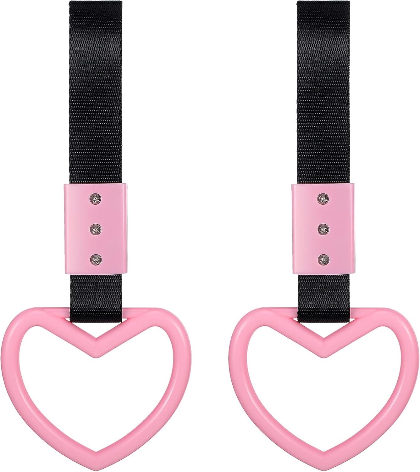 2 Pieces Heart Shaped Car Handle Straps Drift Charm Rear Bumper Warning Ring Decor Subway Bus Broken Heart Handle for Car Interior(Light Pink)