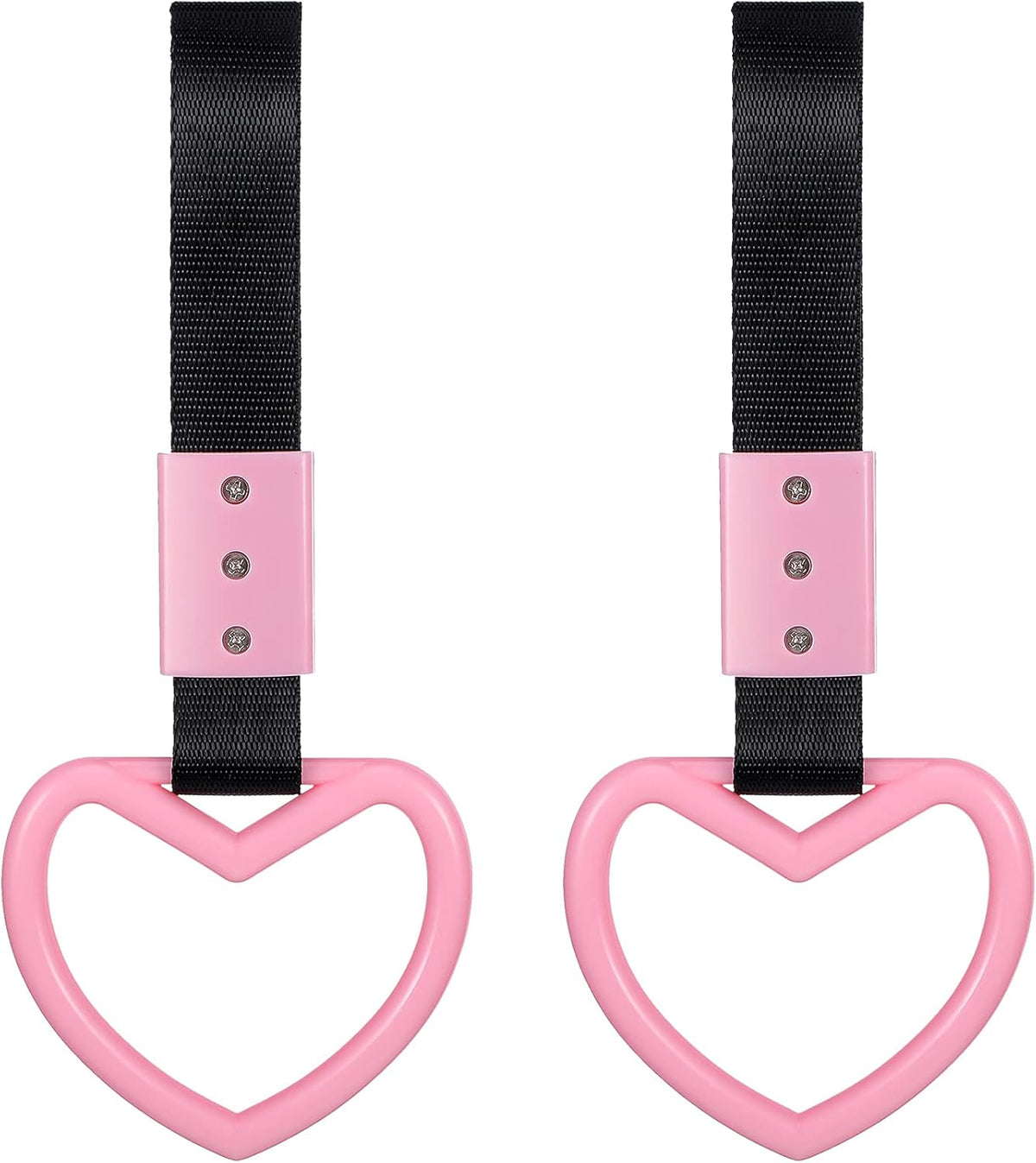 2 Pieces Heart Shaped Car Handle Straps Drift Charm Rear Bumper Warning Ring Decor Subway Bus Broken Heart Handle for Car Interior(Light Pink)