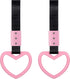 2 Pieces Heart Shaped Car Handle Straps Drift Charm Rear Bumper Warning Ring Decor Subway Bus Broken Heart Handle for Car Interior(Light Pink)