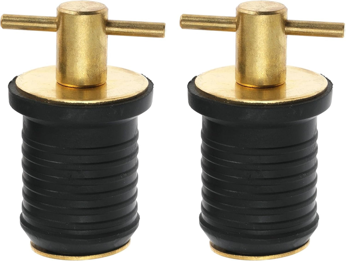 2 Pcs Boat Drain Plug With T Handle - Snap Rubber Plugs With Brass/Stainless Steel Handle - Marine Twist Accessories