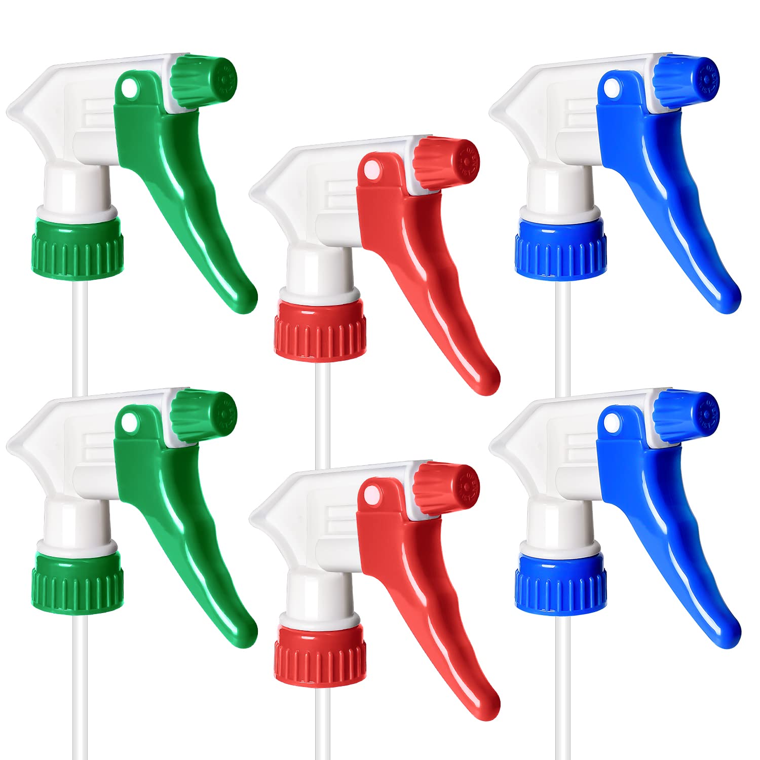 6 Pack Universal Spray Bottle Replacement Nozzle, Mist & Stream Trigger Sprayer for 16oz 24oz 32oz Bottles, Heavy Duty Mister Head Part w/ 10.2 Inch Tube for Cleaning Solutions, Car Deng