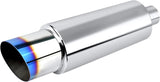 Exhaust Muffler, Stainless Steel Exhaust Tip, Universal 14.6" Length (Burnt, 2" Inlet 3" Outlet)