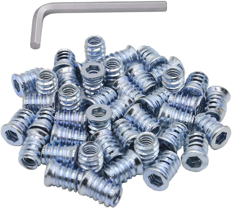 1/4-20 Hex Drive Threaded Inserts for Wood - 40 Pieces