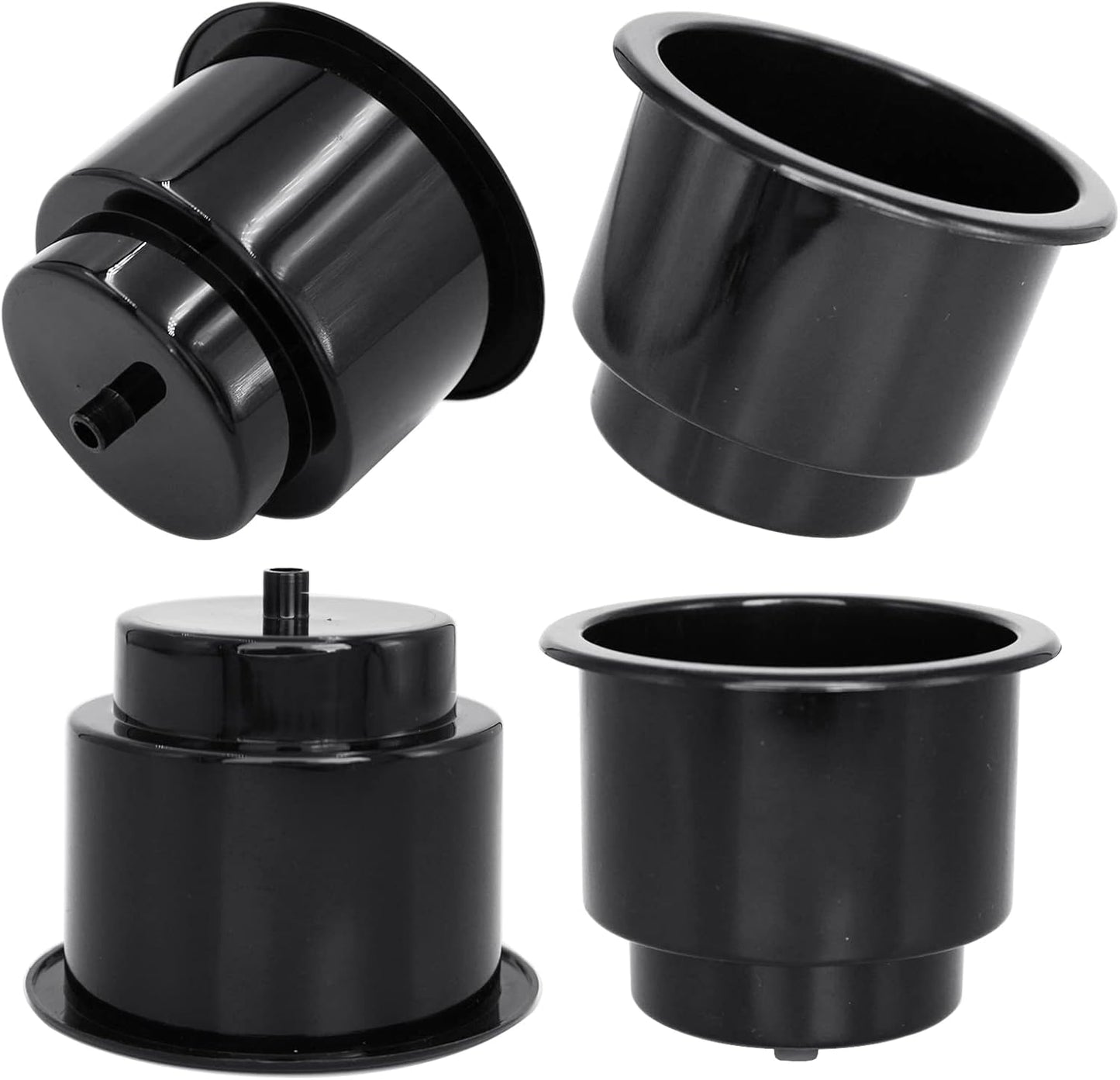 Black Plastic Cup Drink Holder Insert with Drain for Marine Boat RV Camper, 4PCS