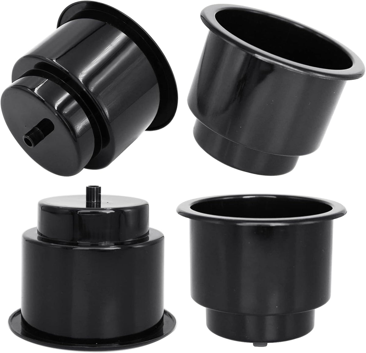 Black Plastic Cup Drink Holder Insert with Drain for Marine Boat RV Camper, 4PCS