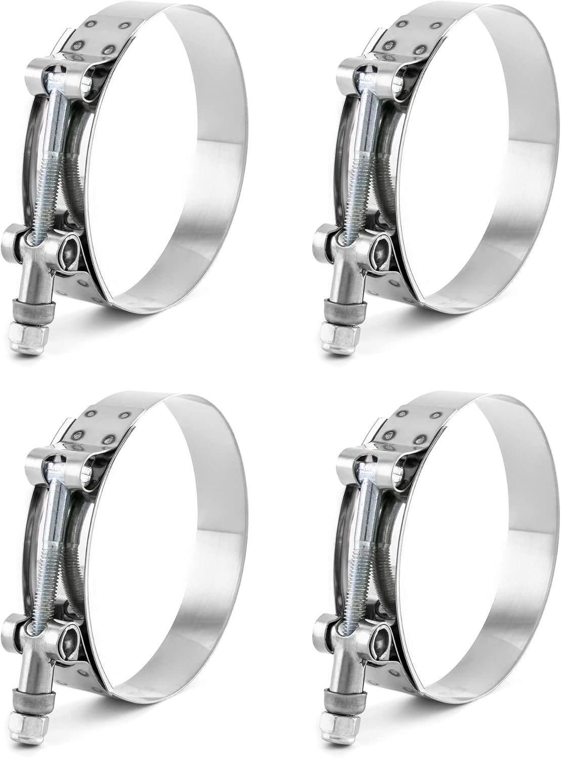 3" T-Bolt Hose Clamp Stainless Steel, Working Range 83mm-91mm for 3" Hose ID, Turbo Intake Intercooler Clamp, 4 Pack