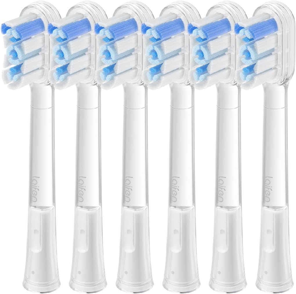 Cushioned Toothbrush Heads 6 Pack, New 2025 Version Replacement Heads Compatible with Wave/Wave Special Electric Toothbrush (Super-Clean)