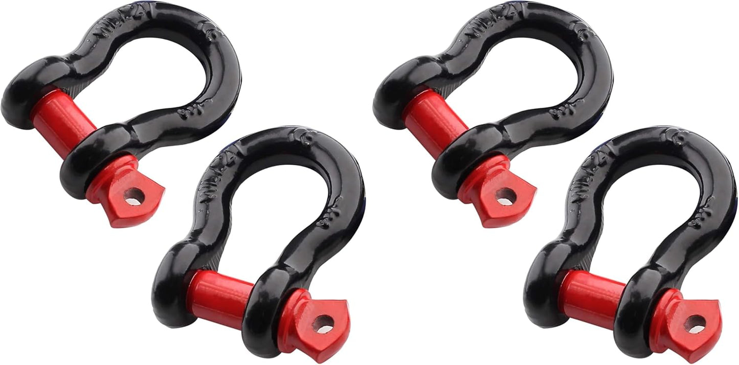 2Pcs 1/2 Inch D Ring Shackle, D Shackle Rugged 12 Ton(26,455 lbs) Maximum Break Strength, 2 Ton (4409 Lbs) Capacity (Pack of 2)