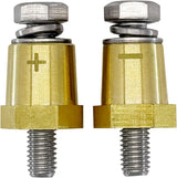 M8 Thread Brass Battery Terminal Charging Posts, Battery Post Adapter (+/-) with Solid M8 Bolts as Male Posts Direct to Battery, Pack of 2