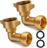 90-Degree Hose Elbow for RVs with Easy Grip Connector - 3/4" Solid Brass 90-Degree Hose Fitting Elbow for RV Water Hoses, Residential Outdoor Faucets, and More (2 Pack)