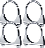 4 Pcs 2-1/2" Exhaust Clamp Heavy Duty U-bolt Exhaust Clamp - Saddle Design Muffler Pipe Connector, Tip Hook Clip, Galvanized Iron, Fits 2.5" Od Pipes