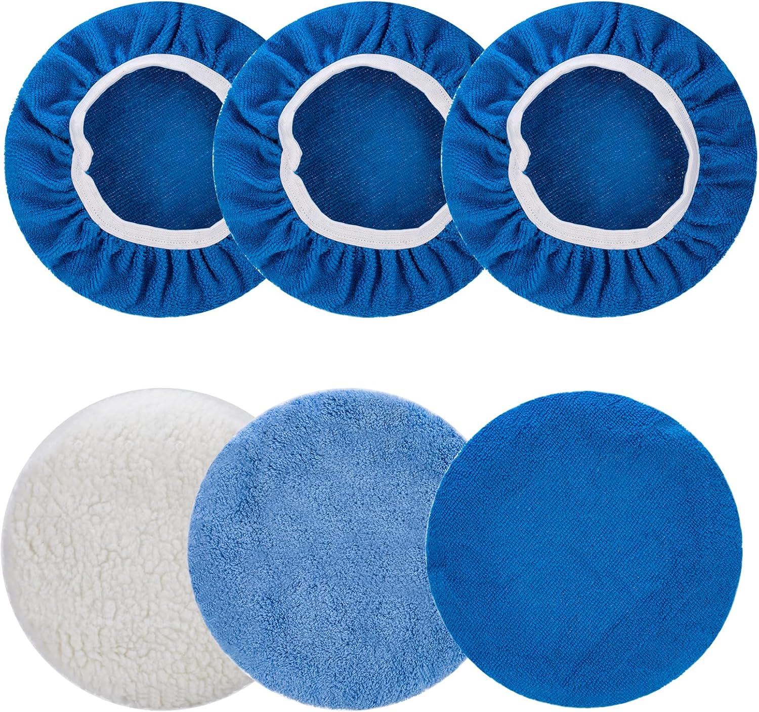 6 Pcs Car Polishing Pad, Buffing Pad for 10 Inch Car Polisher, Microfiber Wax Applicator Pad for Car, Microfiber, Wool, Coral Fleece
