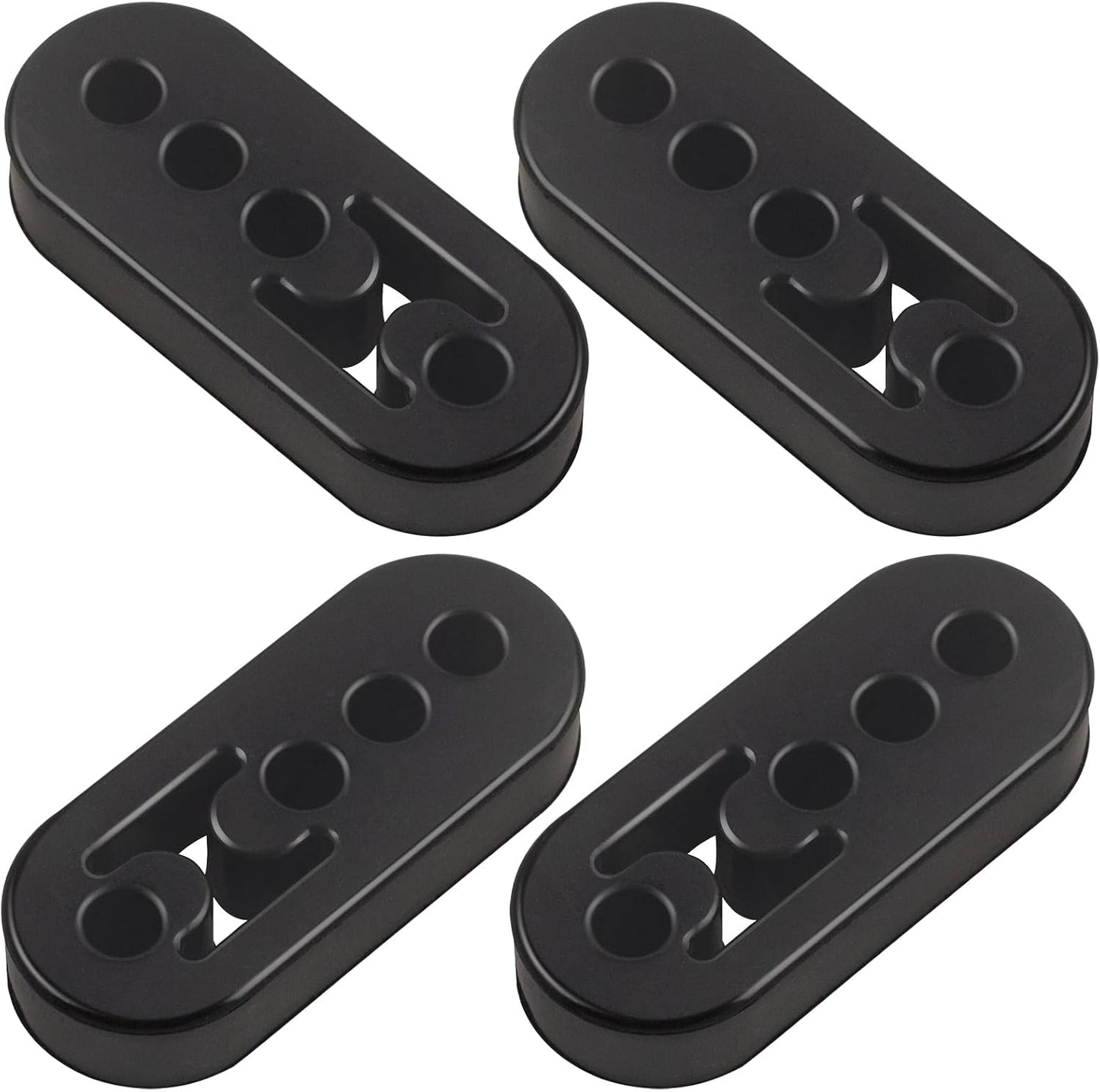 Rubber Exhaust Hanger 4 Pack, 4 Holes Adjustable Muffler Hanger, Universal Muffler Exhaust System, Insulator Bushing Mount, Weather-Proof High Density Tail Pipe Hanger