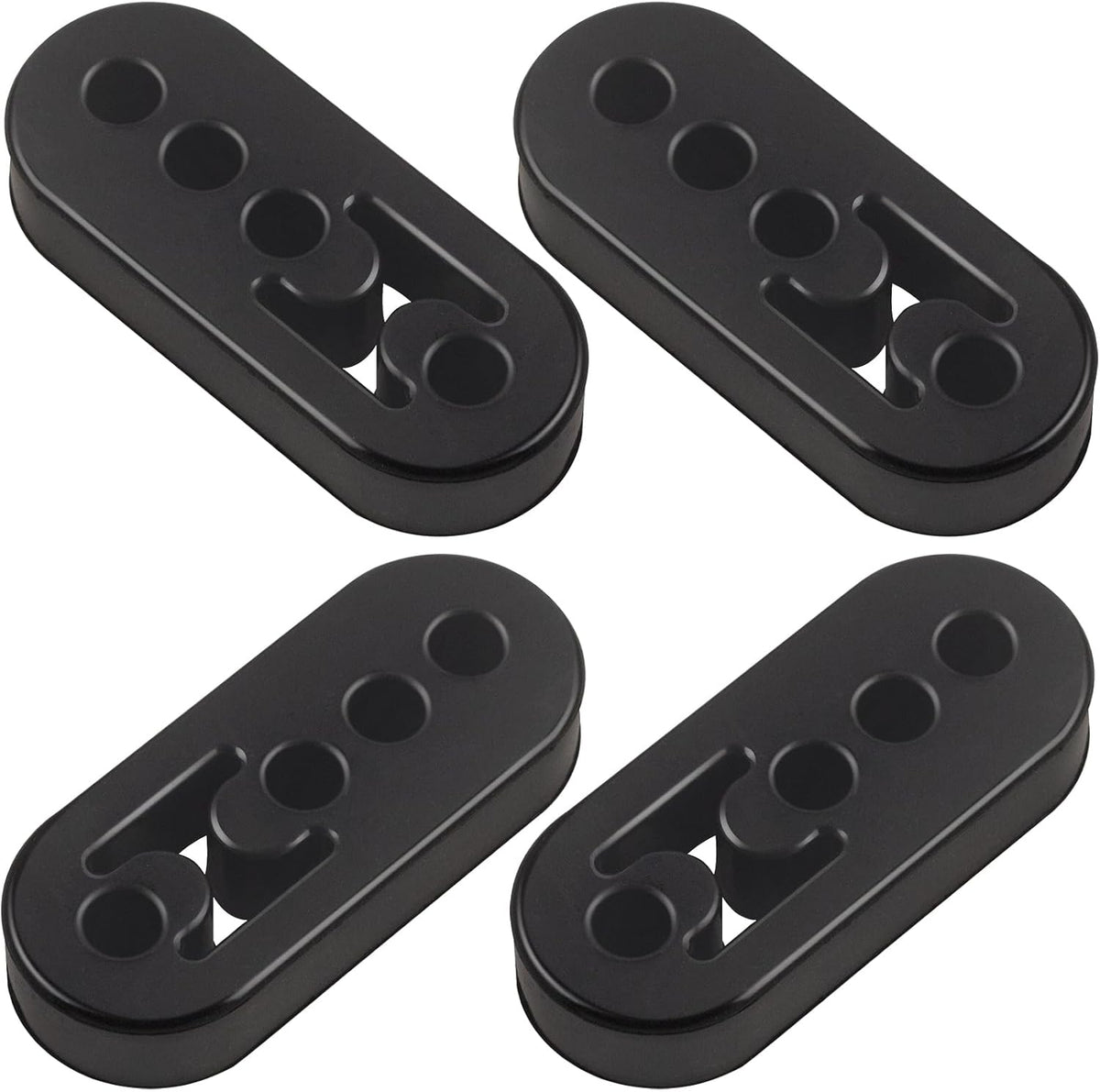 Rubber Exhaust Hanger 4 Pack, 4 Holes Adjustable Muffler Hanger, Universal Muffler Exhaust System, Insulator Bushing Mount, Weather-Proof High Density Tail Pipe Hanger
