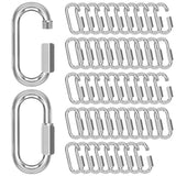 M6-50 Pack 2.3” Quick Links Chain Connectors, 1/4″ Galvanized Chain Locking Hooks, 620LBS Heavy Duty Thread Quick Link Clips, Twist Oval Keychain D Shape for Swing, Backpack, Key Ring