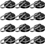 Carabiner Magnetic Hooks, 110LBS Strong Black Magnetic Hooks Heavy Duty with Swivel Carabiner Hook, Great for Hanging for Cruise, Garage, Kitchen, Refrigerator, Locker (12-Pack)
