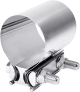 Zlirfy Stainless Steel Exhaust Clamp Band, Universal Widening Butt Joint Clamp, Fit for 2.5" Exhaust Pipe
