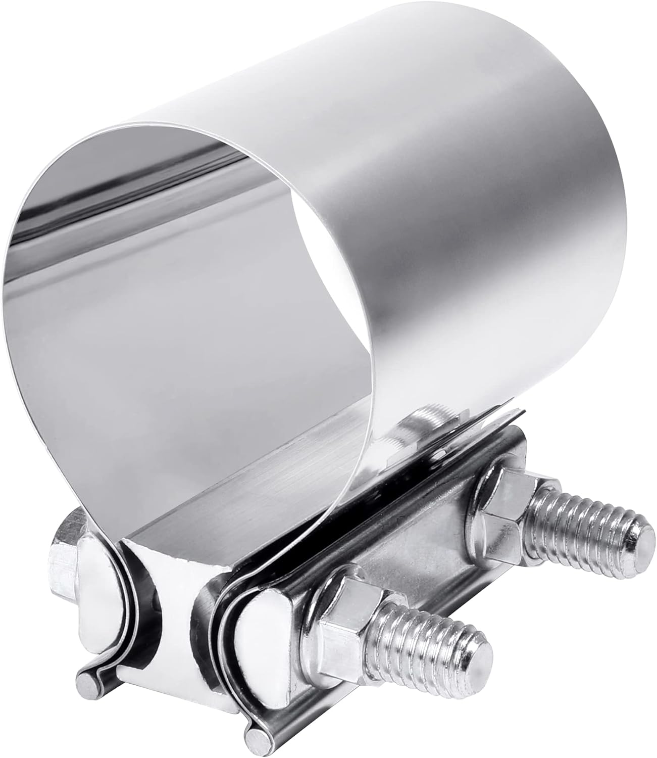 Zlirfy Stainless Steel Exhaust Clamp Band, Universal Widening Butt Joint Clamp, Fit for 2.5" Exhaust Pipe