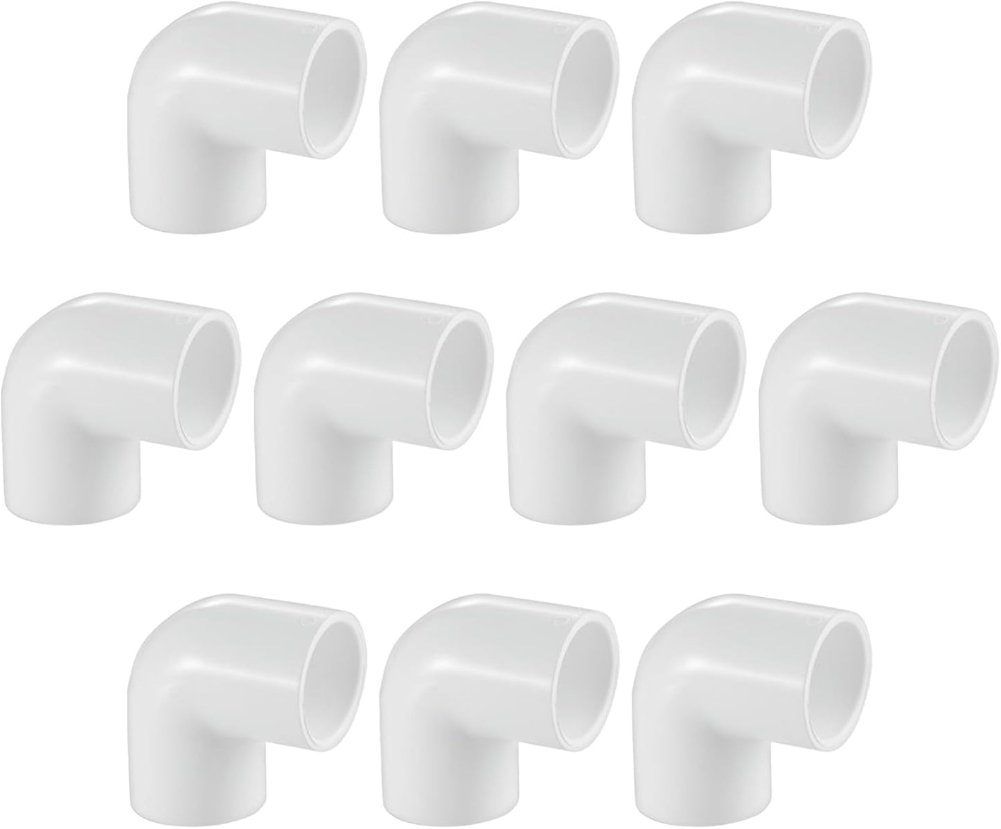 10 Pack 3/4" 90 Degree PVC Elbow Fittings, LESSO PVC Pipe Furniture Grade 2-Way Right Angle Connectors for DIY Shelves, Greenhouse, Sheds and Pipe Structures, SCH40 White
