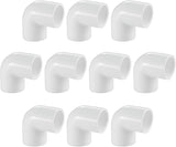 10 Pack 3/4" 90 Degree PVC Elbow Fittings, LESSO PVC Pipe Furniture Grade 2-Way Right Angle Connectors for DIY Shelves, Greenhouse, Sheds and Pipe Structures, SCH40 White