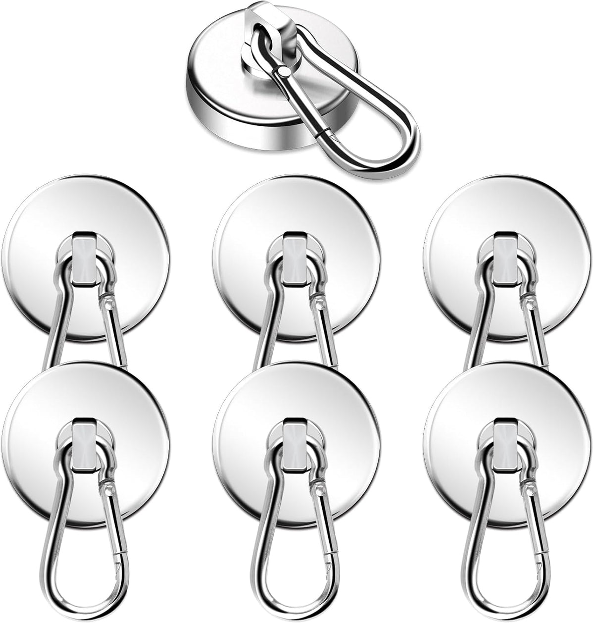 Magnetic Hooks, 110LBS Strong Heavy Duty Neodymium Magnet Hooks with Swivel Carabiner Hook,Great for Your Refrigerator and Other Magnetic Surfaces, Pack of 7