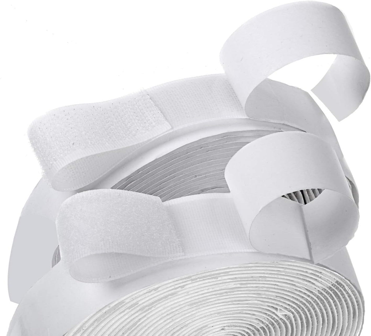 16 Feet Length 0.75 Inches Width Hook and Loop with Strong Self Adhesive Interlocking Strip, Mounting Tape Heavy Duty Adhesion Fastener (White)