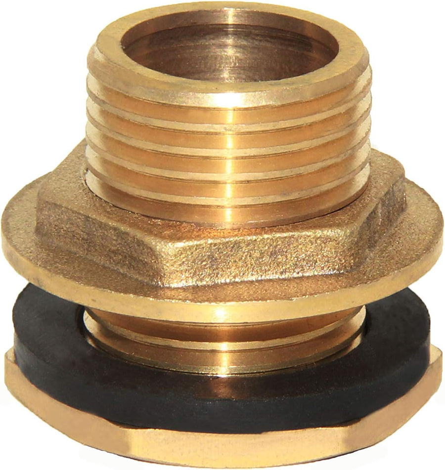 1" Male And No Female Inside Soild Brass Water Tank Connector Bulkhead Tank Fitting With Rubber Ring Stablizing