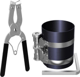 Piston Ring Compressor Tool,Car Engine Piston Ring Installer Removal Kit，Adjustable Sizes From 2-1/8 Inches To 7 Inches (53mm - 175mm) with Piston Installer Plier