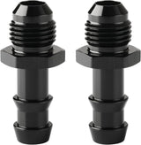 6AN Male Flare to 3/8 Hose Barb Straight Fitting Adapter Aluminum Black 2PCS