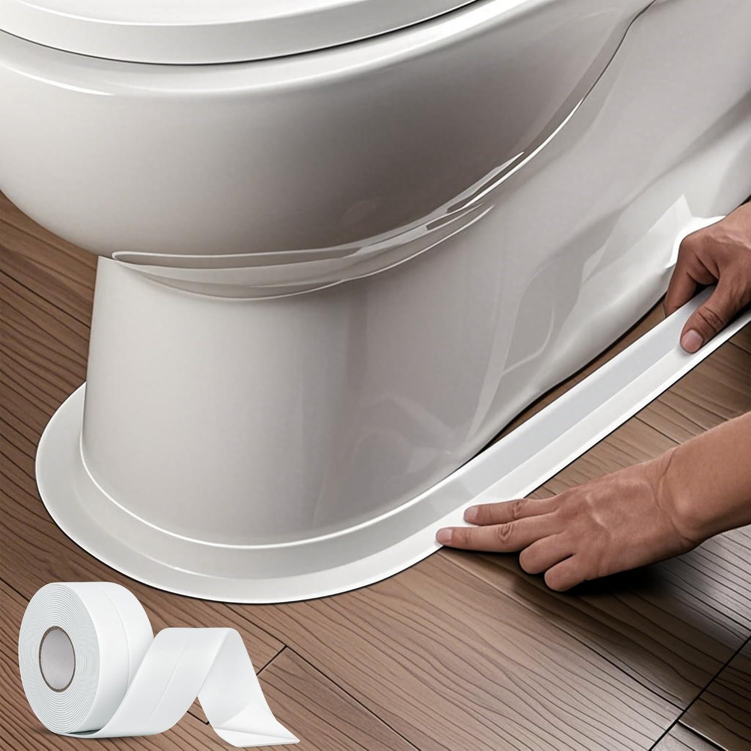 White Waterproof Caulk Tape, Self-Adhesive for Toilet, Tub, Kitchen, Corners,Bathroom Surfaces, Easy Application, 1-1/2 Inch x 10-1/2 Feet-1roll