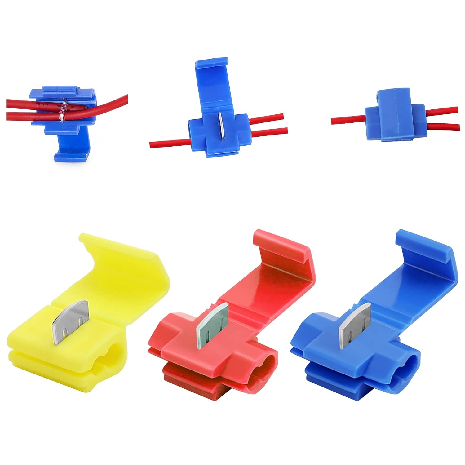 150 pcs Quick Splice Wire Connectors, Solderless Snap Electrical Connector, Blue, Wire Splice Connector, Insulated Wire Crimp Connectors Terminal Joint 22-10 AWG